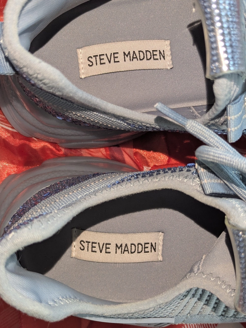 Steve Madden Maxima Light Blue Glitter Lace-Up Sneakers - Picture 7 of 8